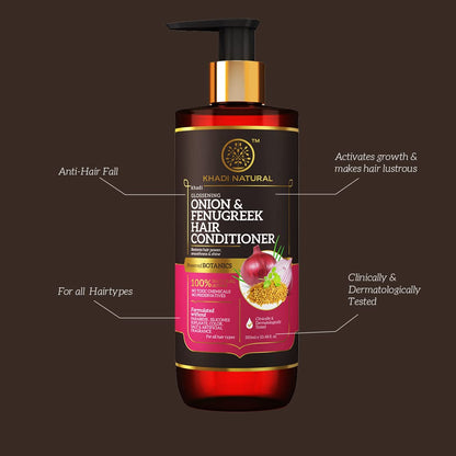 Khadi Natural Onion & Fenugreek Hair Conditioner - Paraben, Silicones, Sulphate, Color, Salt & Artificial Fragrance Free-310 ml