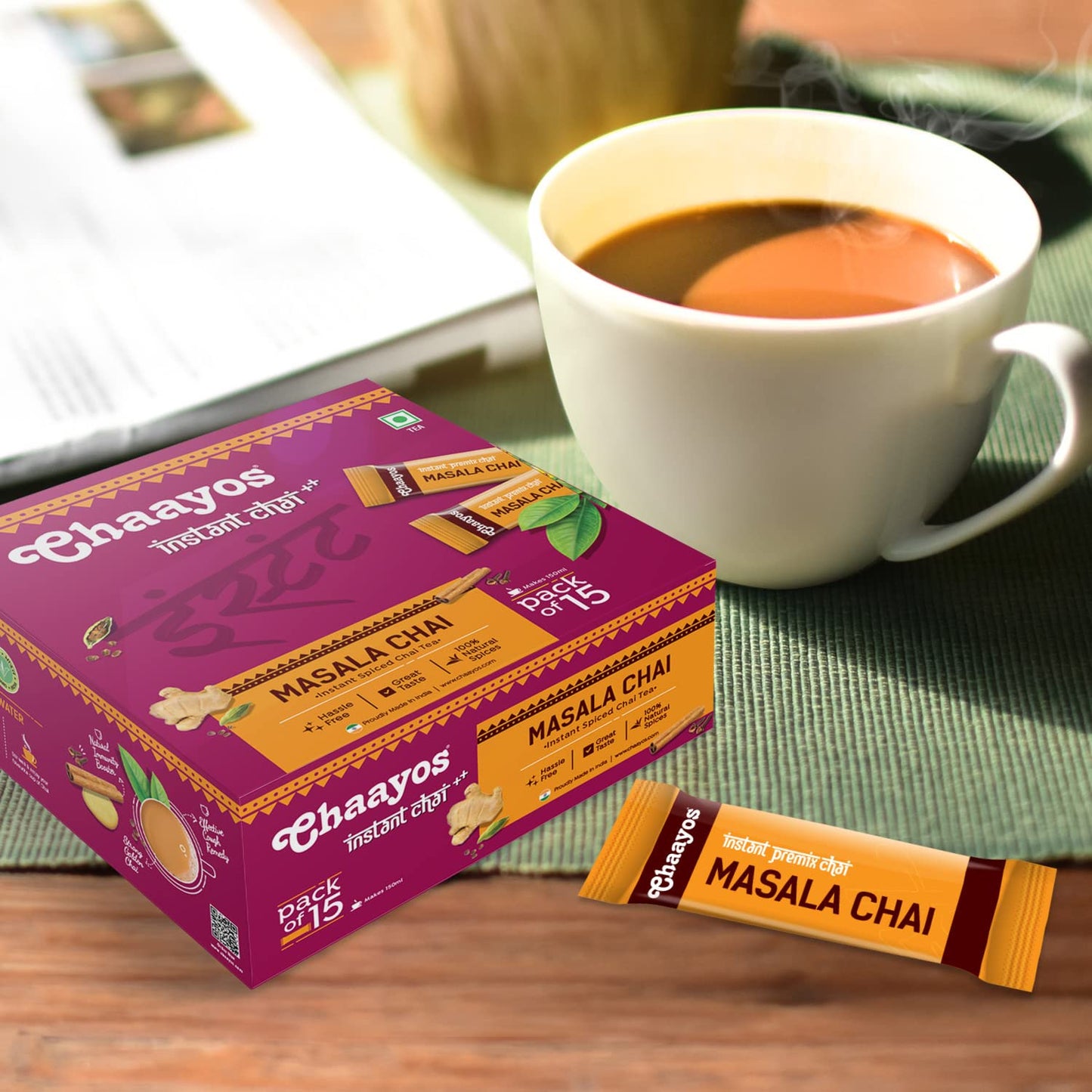 Chaayos Instant Tea Premix Masala Chai Sachets - 30 Sachets