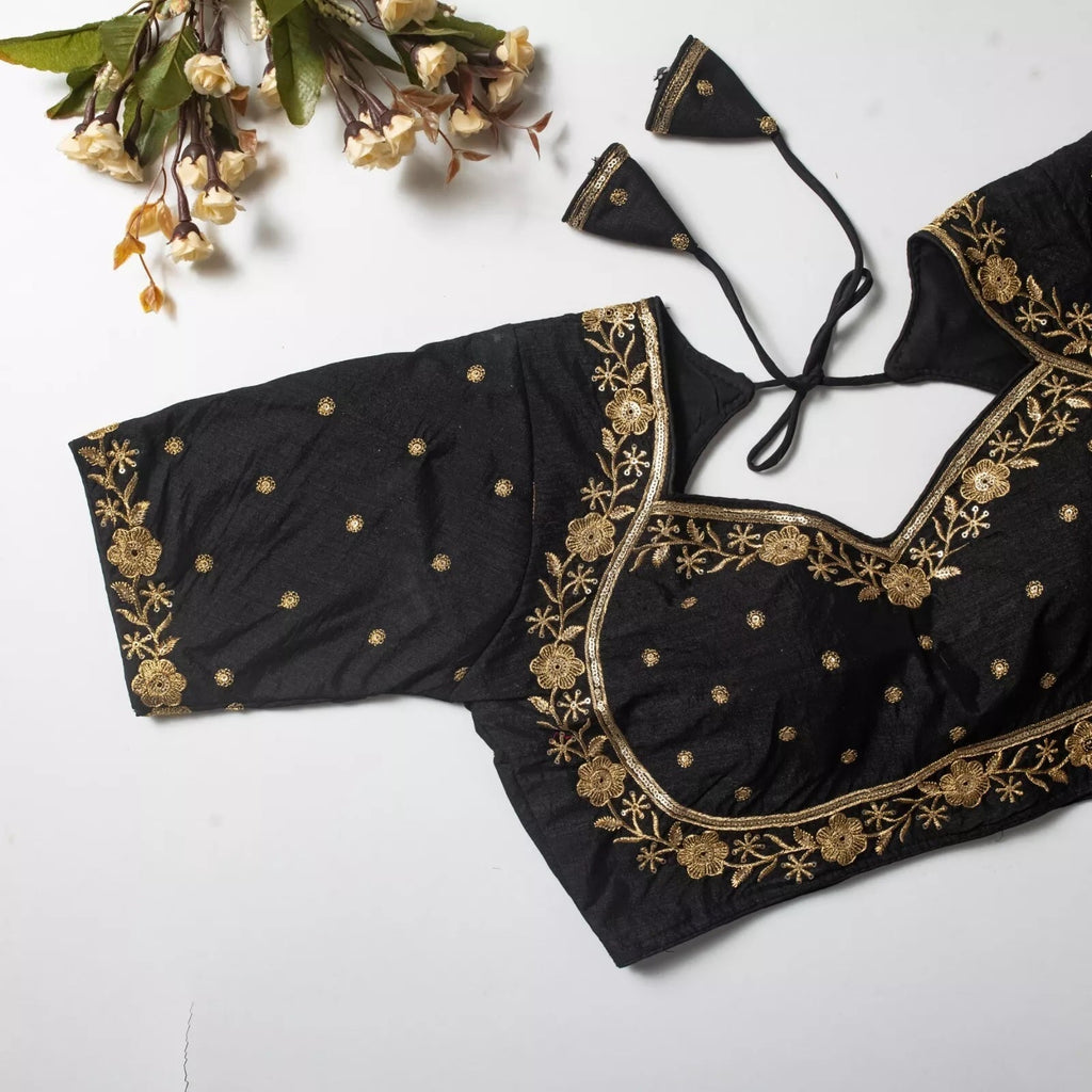 Wedding Exclusive Full Stitched Olive Silk Blouse & Choli