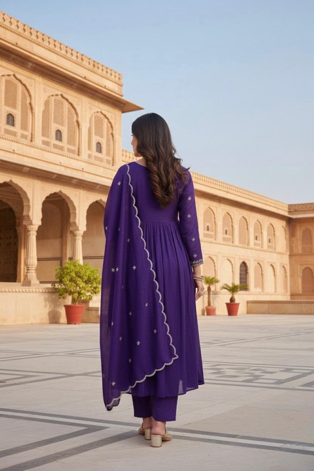 Anaita Purple Anarkali Readymade Suit with Embroidery Work