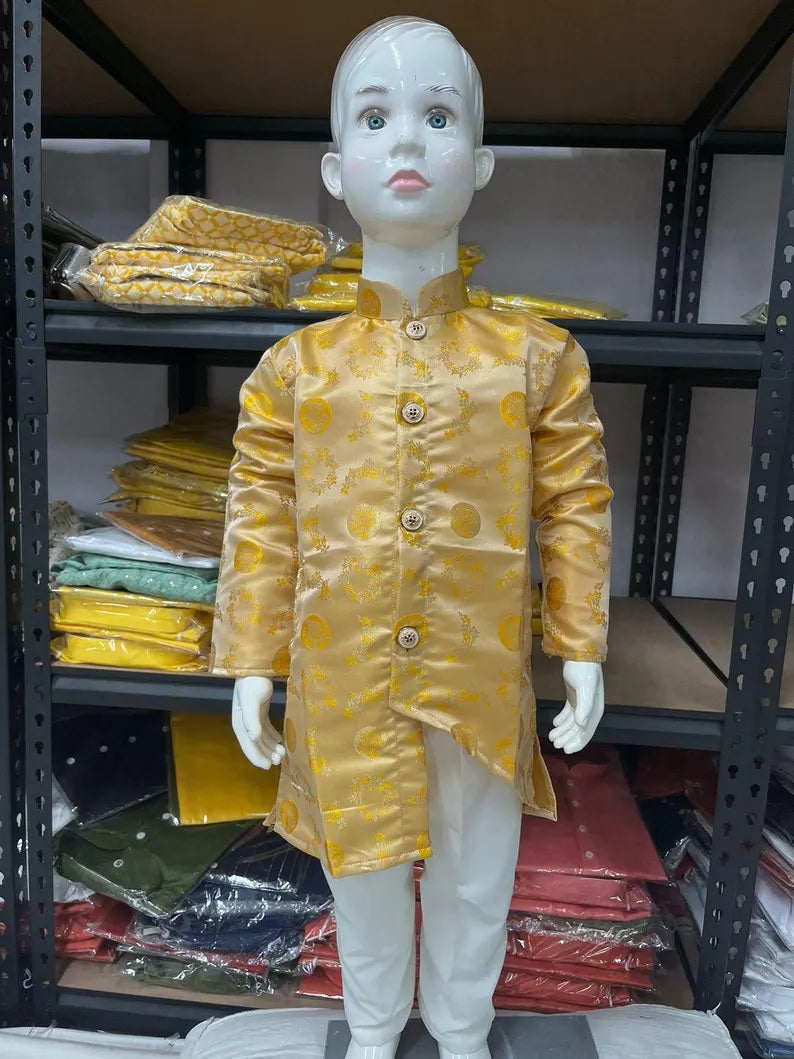 Traditional Kid's & Boy's Jacquard Kurta Pajama Set