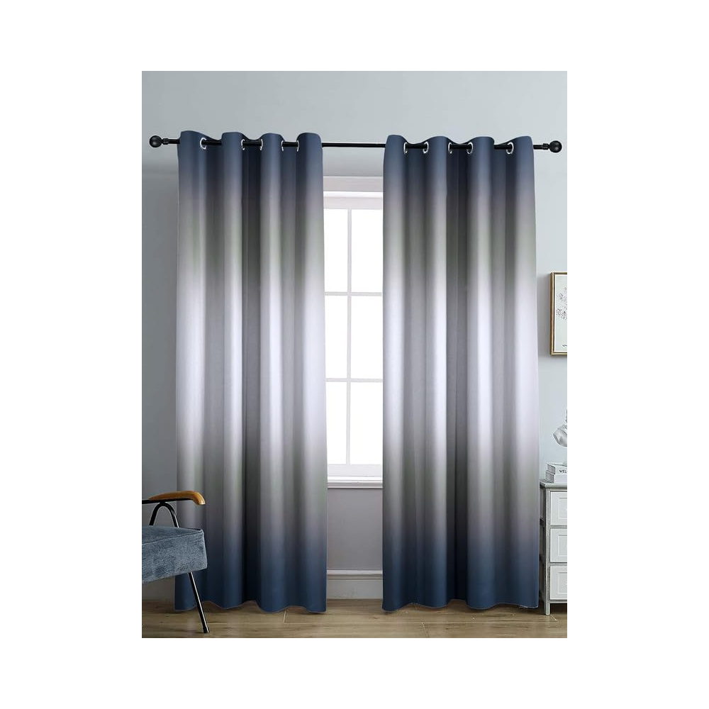 Cortina Double Sided Printed Reversible Door Blackout Curtains 220 Gsm | Door-7 Feet | White | Grey