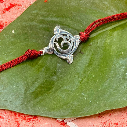trueBrowns 925 Sterling Silver Textured Om Thread Rakhi