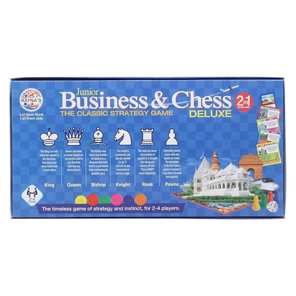 Ratna's 2 in 1 Business & Chess Junior Deluxe Board Game | Board for 7+ Years