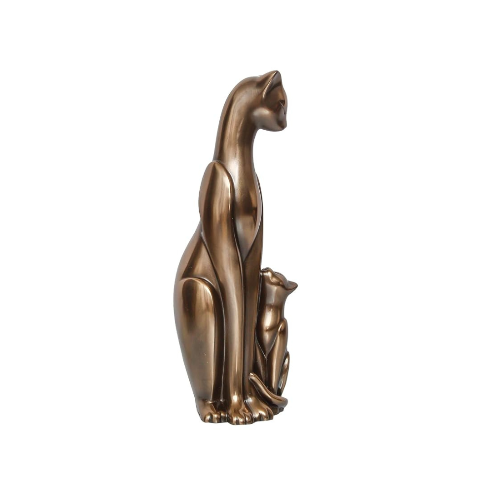 Ecraftindia Handcrafted Polyresin and Bronze Cat and Kitten Statue Animal Figurines Decorative Showpiece