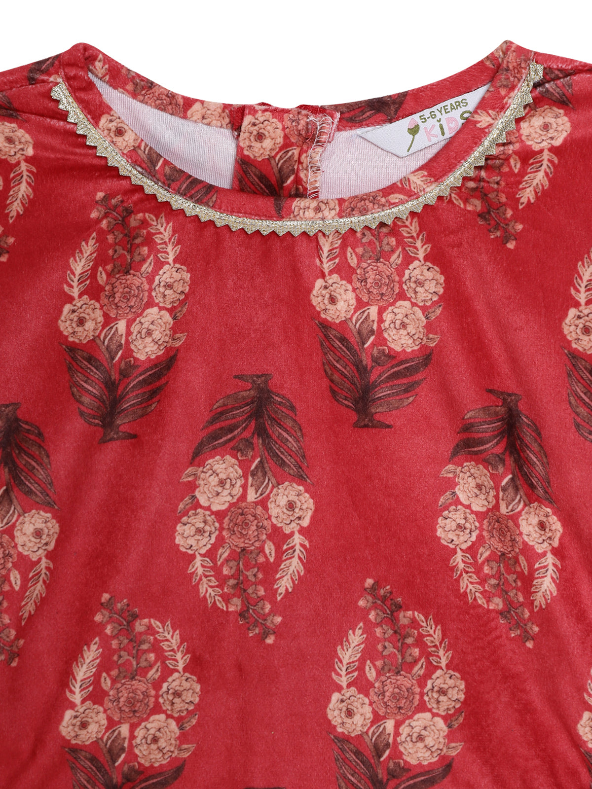 Ahalyaa Girls Floral Printed Velvet Ready to Wear Kids Lehenga Choli