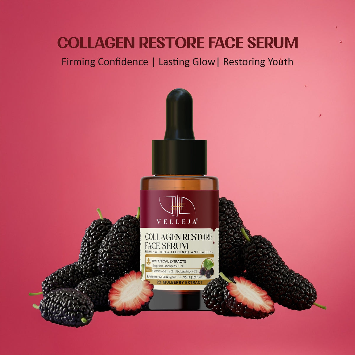 Velleja Collagen Restore Serum|Natural Retinol Alternative with Ceramid|Firming & Hydrating for Youthful Glow