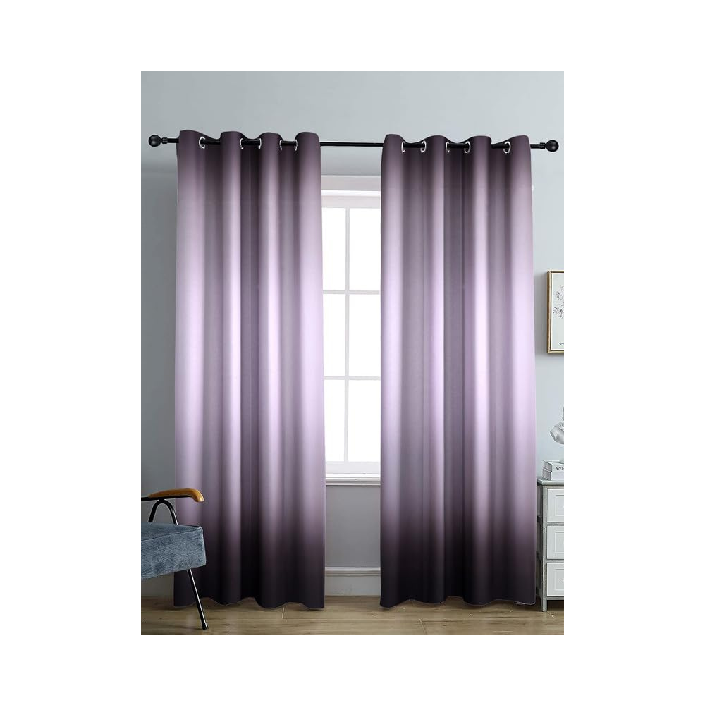 Cortina Double Sided Printed Reversible Door Blackout Curtains 220 Gsm | Door-7 Feet | White | Purple