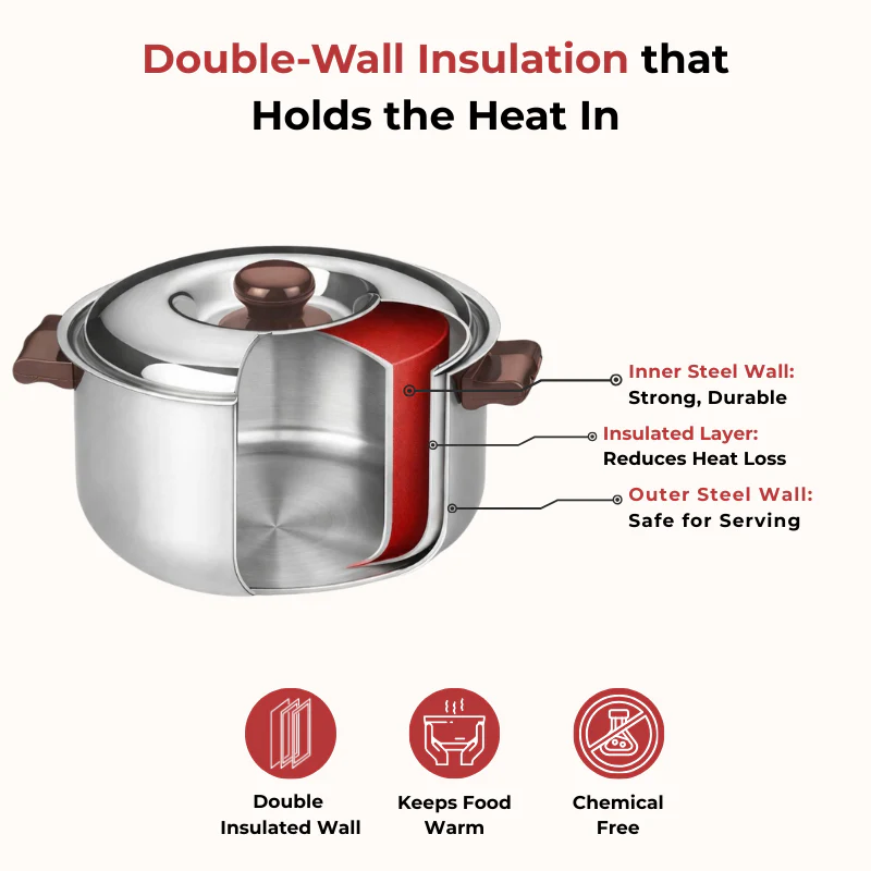Vinod Stainless Steel Hot Casserole Insulated Serving