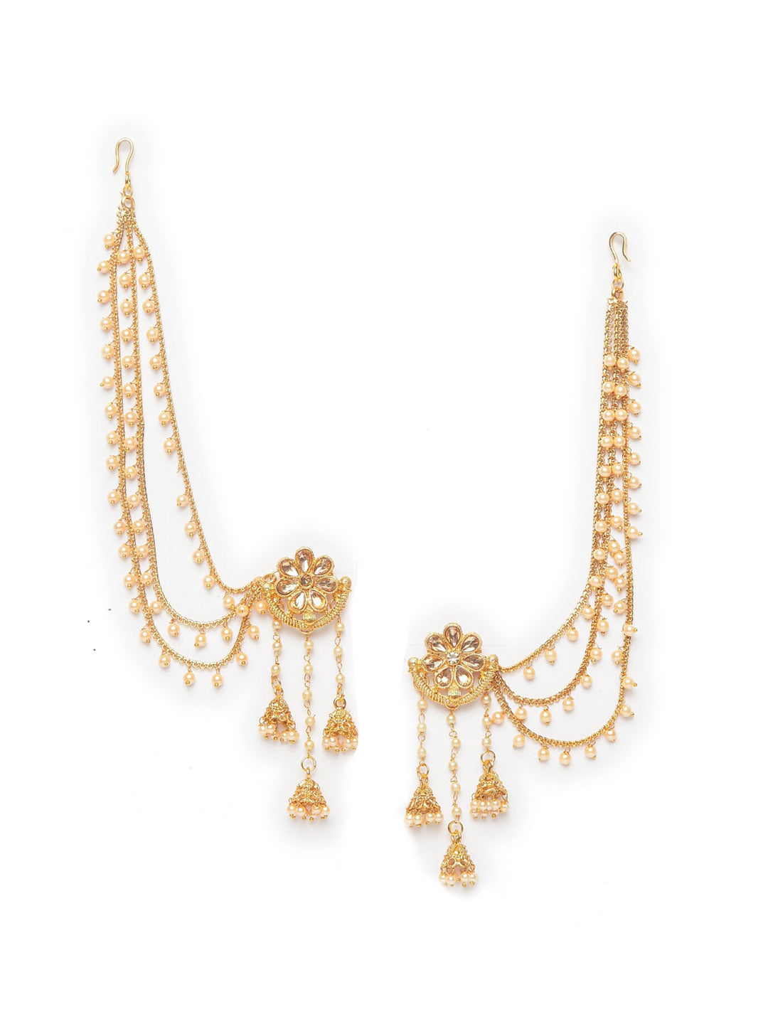 Shining Diva Gold-Polished Taselled Classic Jhumkas