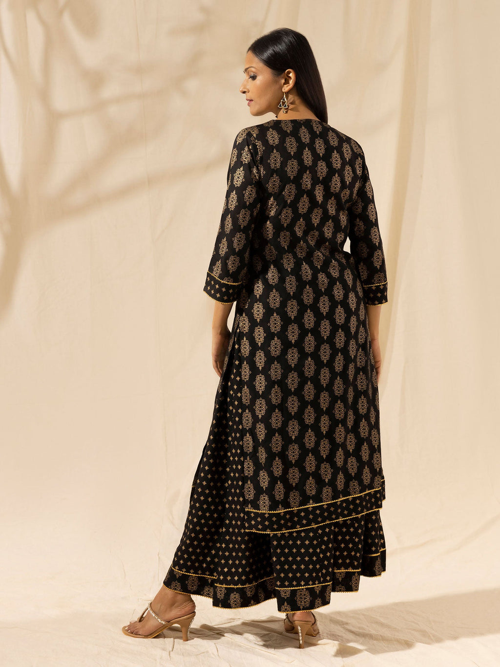 Likha Black Printed Kurta Palazzo Dupatta LIKSKD20 (Set of 3) - M