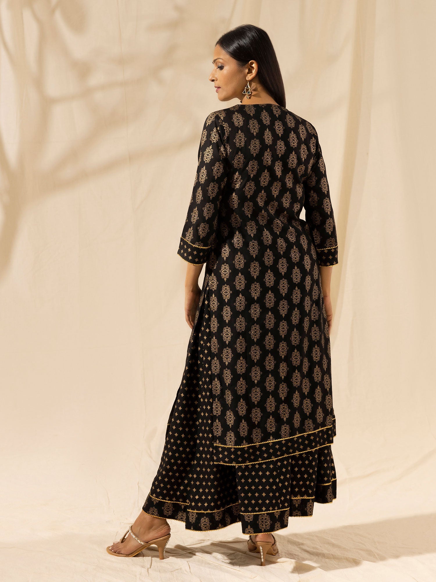 Likha Black Printed Kurta Palazzo Dupatta LIKSKD20 (Set of 3) - M