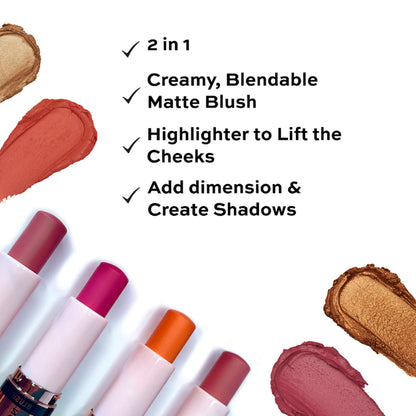 Makeup Revolution Blush & Highlight Stick - Flushing Pink