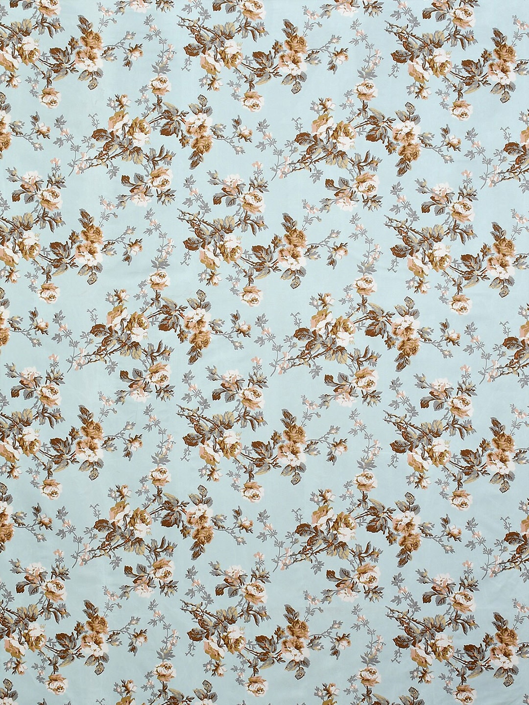 Florida Blue & White Floral 120 TC King Bedsheet with 2 Pillow Covers