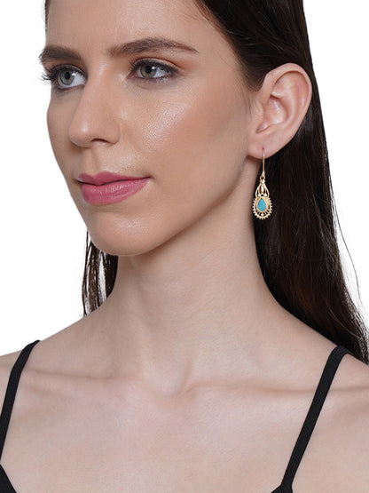 Shoshaa Green Gold-Polished Handcrafted Classic Drop Earrings