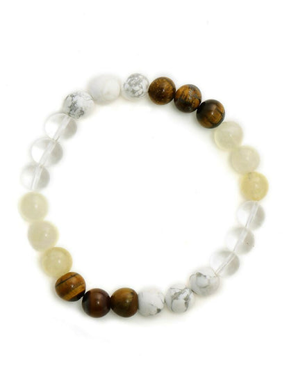 Clear Quartz and Tiger Eye Multicoloured Cyrstal Beads bracelet - Ruby Raang