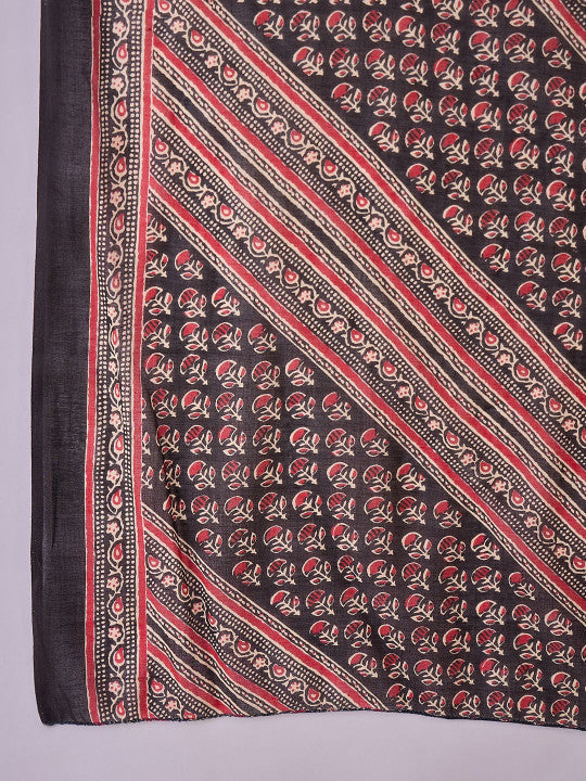 Sangria Floral Printed Pure Cotton Straight Kurta & Palazzos With Dupatta