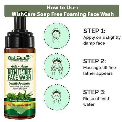 Wishcare Anti Acne Neem TeaTree Foaming Face Wash -150 ml