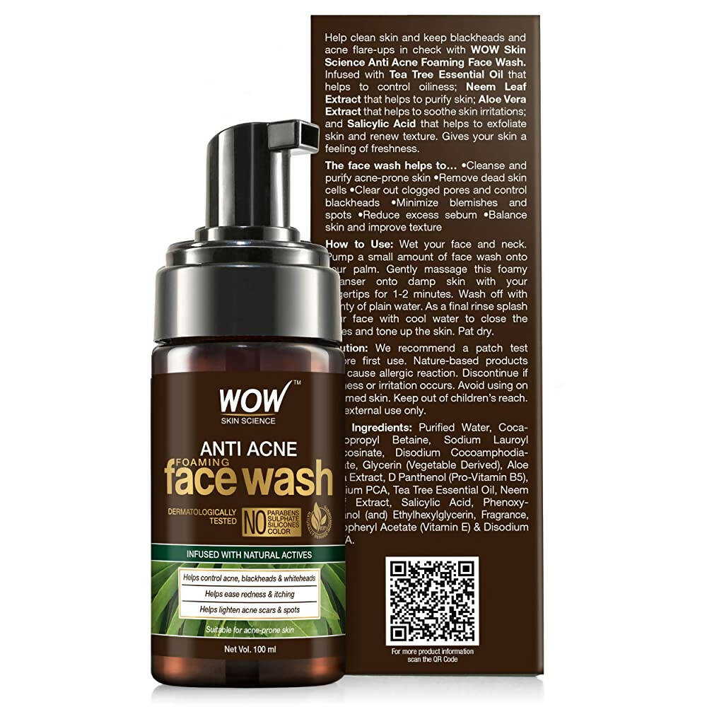 Wow Skin Science Anti Acne Foaming Face Wash - 100 ml