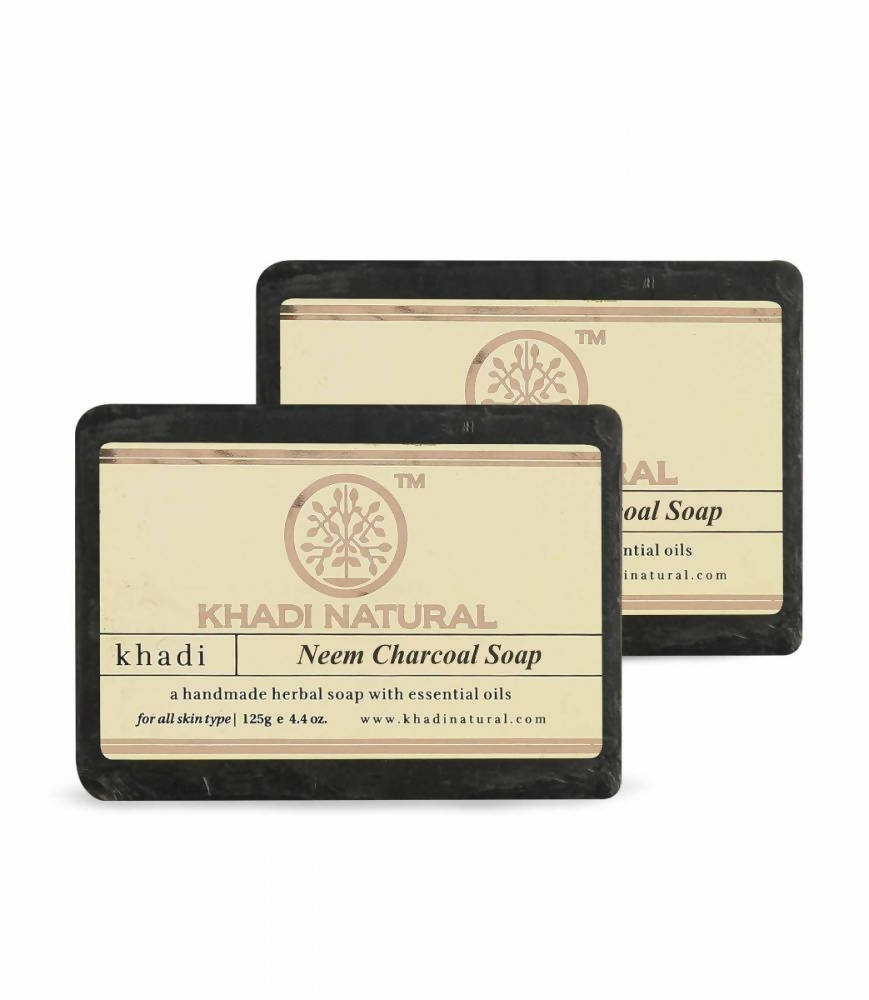Khadi Natural Herbal Neem Charcoal Soap - 125 gm - Pack of 2