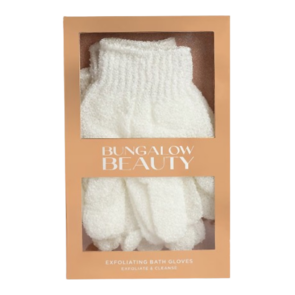 BUNGALOW BEAUTY Exfoliating Bath Gloves - White