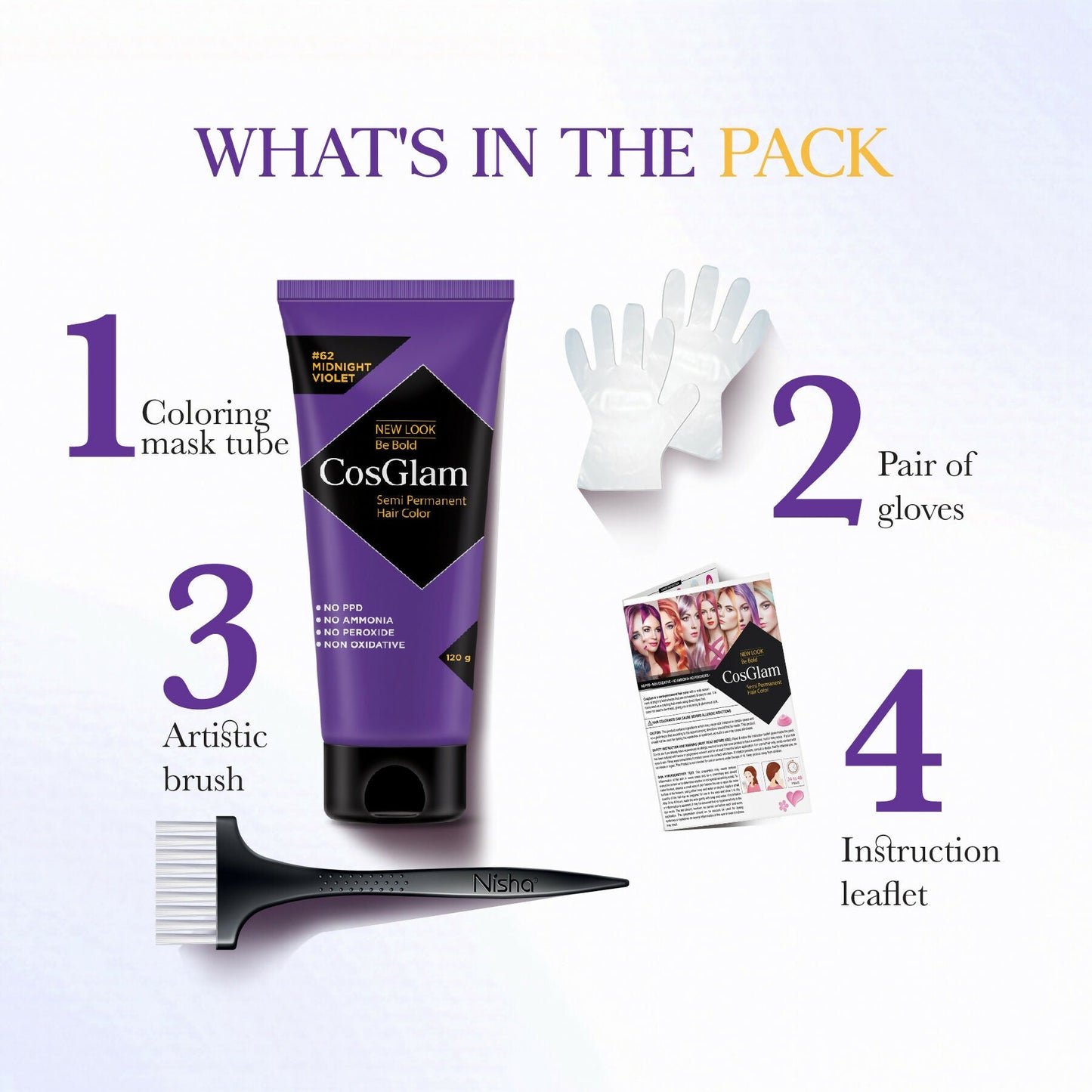 Cosglam Semi Permanent Hair Color for Women & Men (#62 Midnight Violet)