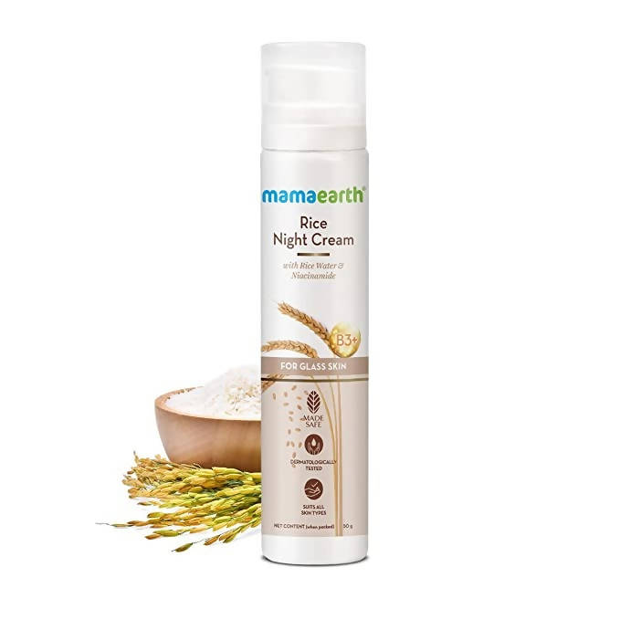 Mamaearth Rice Night Cream with Niacinamide & Rice Water – Hydrating Face Cream (50g)