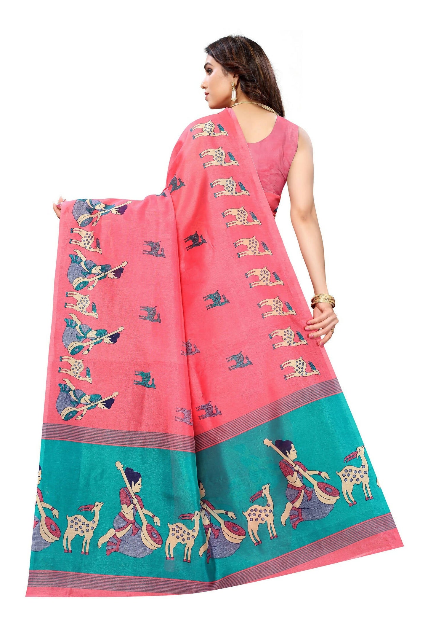 Vamika Pink Kalamkari With Jhalar Khadi Silk Saree