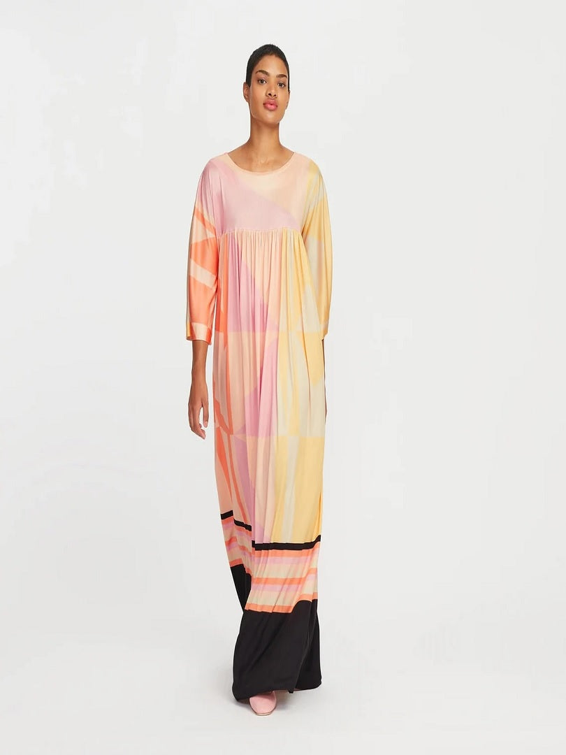 Digital Printed Evening Wear Poly Rayon Cotton Maxi Top Dress Gowns J5758
