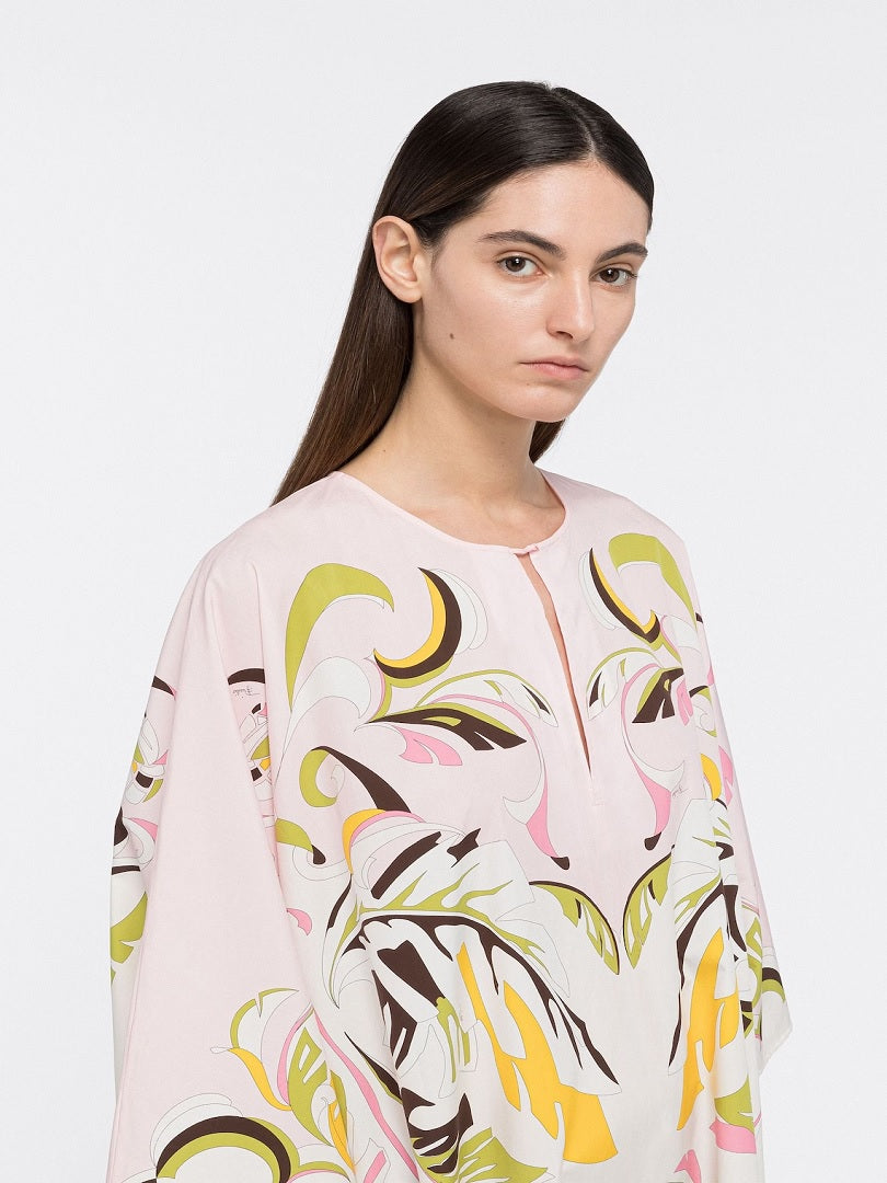 Trending Free Size Crepe Silk Beach Kaftan Green Off-White J5692