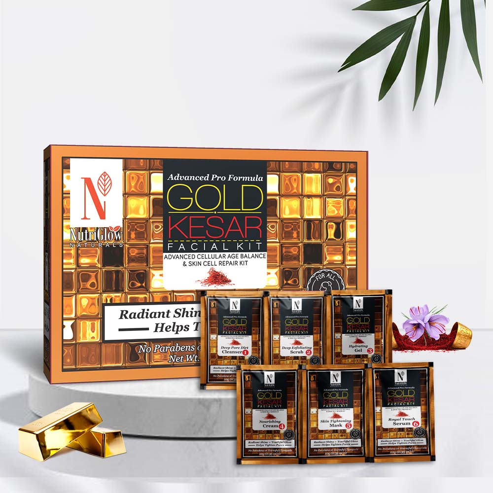 NutriGlow NATURAL'S Advanced Pro Formula Gold Kesar Facial Kit - 60 gms