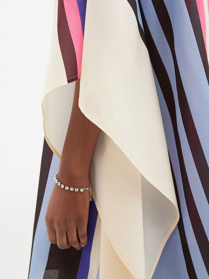 Boat Neck Stripe Print Mini Kaftan Dress J5649