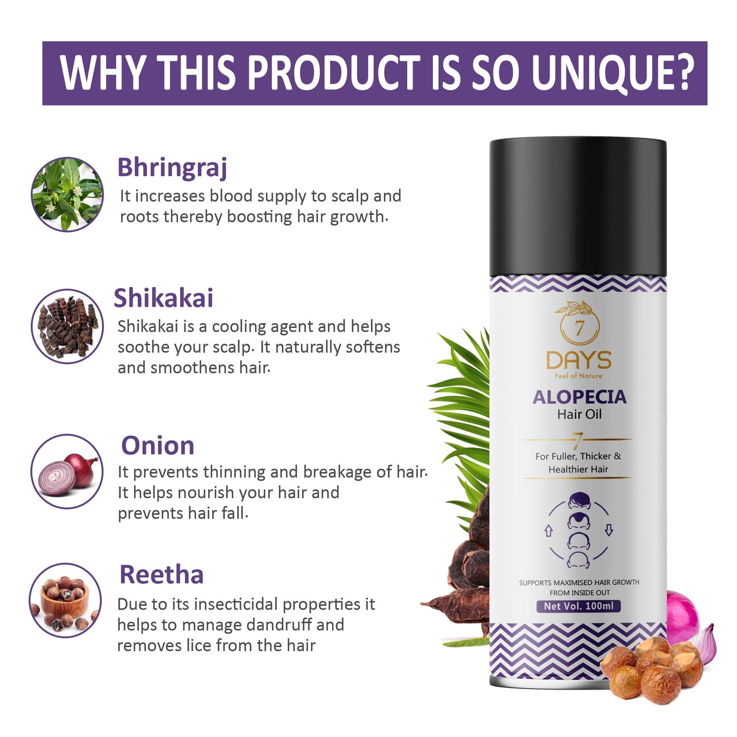 7Days  Organic Alopecia Hair Oil - 100 ml
