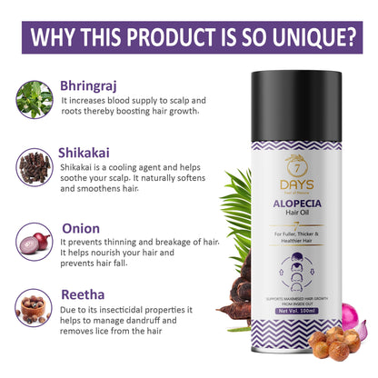 7Days  Organic Alopecia Hair Oil - 100 ml