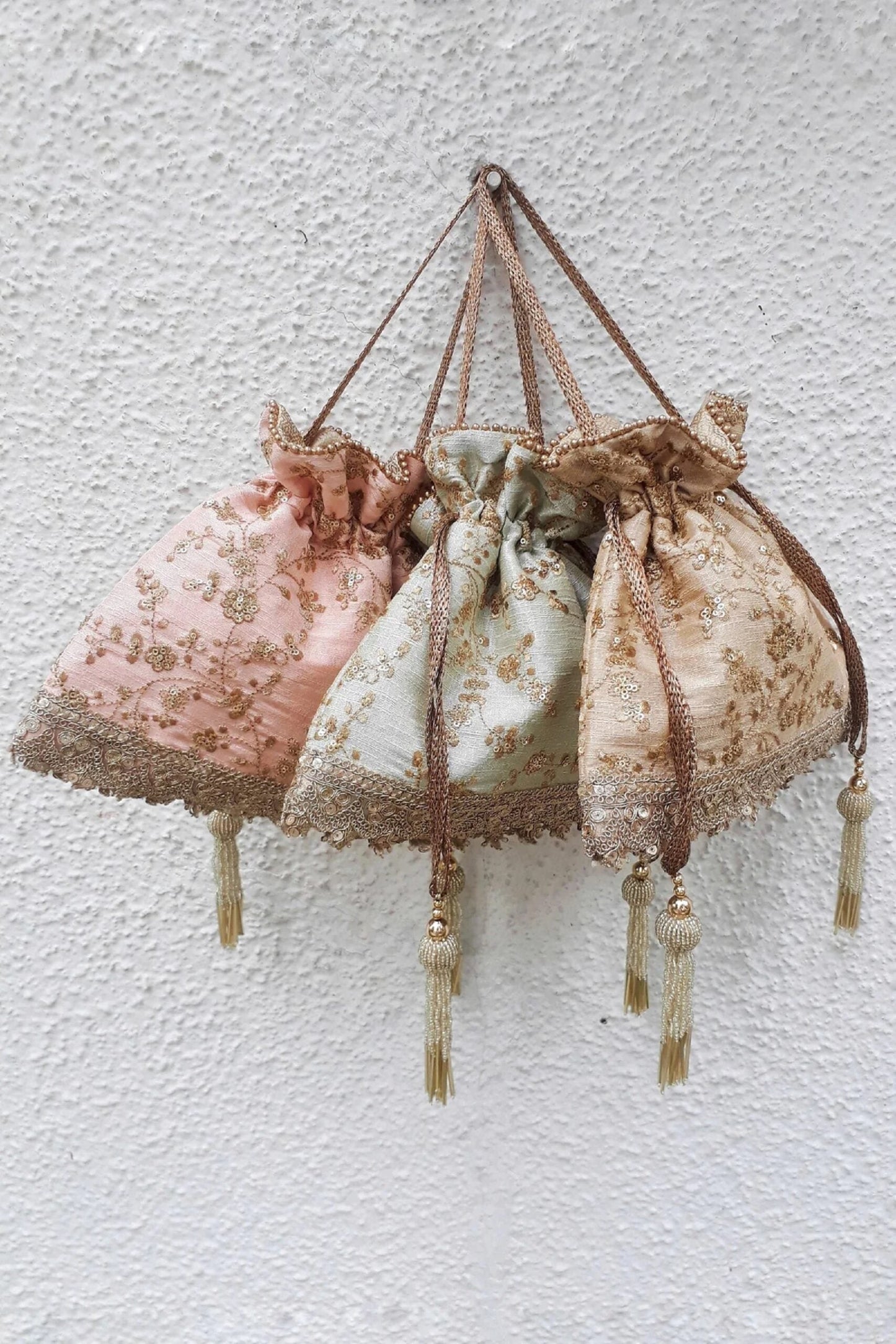 Potli Bag Embroidered poly silk Potli bag