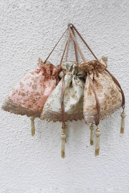 Potli Bag Embroidered poly silk Potli bag