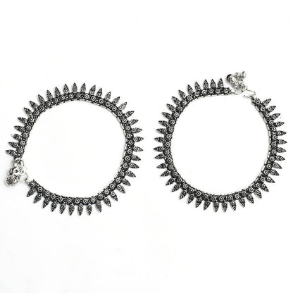 Mominos Fashion Kamal Johar Oxidised Silver Women Wear Anklets