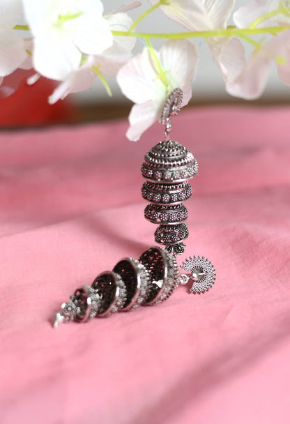 Mominos Fashion Johar Kamal Peacock Design Silver Colour Earrings