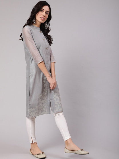 Aks Thread Work Chanderi Silk Kurta