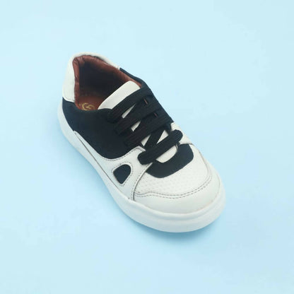 Tiny Bugs Boys Lace Up Casual Shoes - White & Black