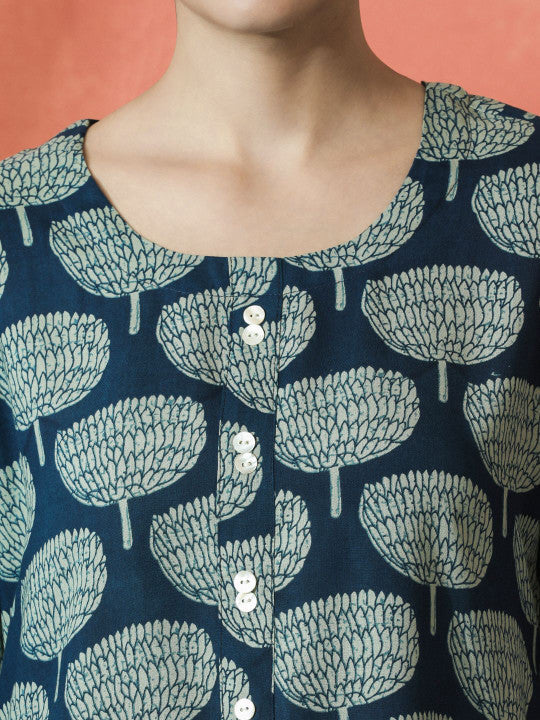 Sangria Floral Printed A-Line Top