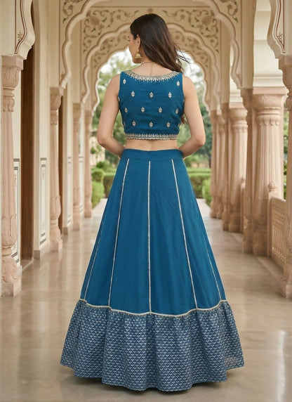 Lehenga Mart Blue Faux Georgette Designer Bollywood Style Wedding Wear Lehenga Choli