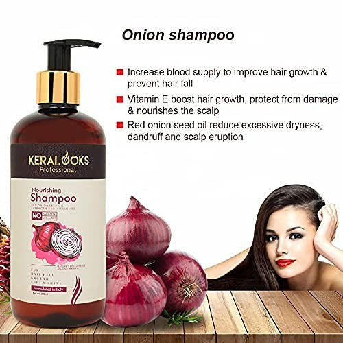 Keralooks Professional Red Onion Seed Oil Shampoo for Hairfall - 300 ml