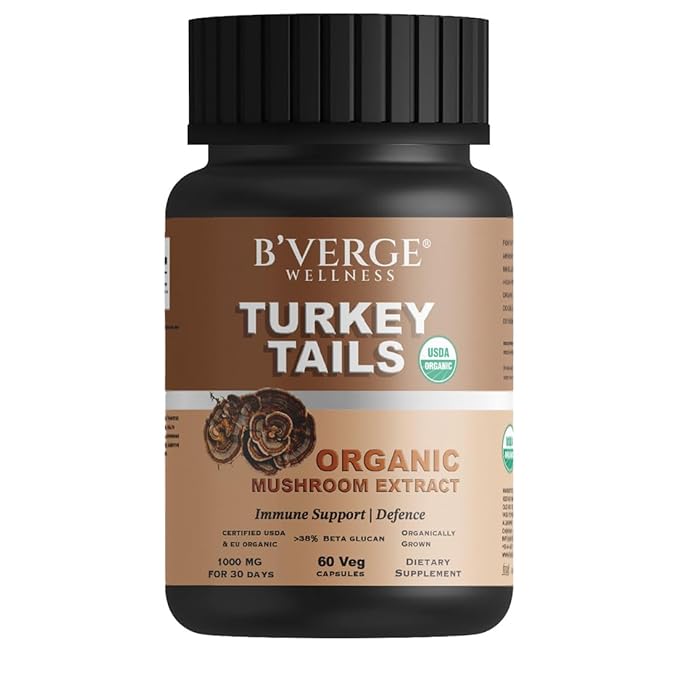 B'verge Turkey Tails Mushroom Capsules 500mg - 60 Capsules
