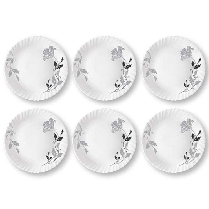 Larah by Borosil Opalware Plate | Set of 6 | 11 Inch | White