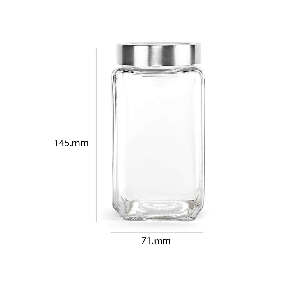 Cello Qube Fresh Glass Storage Jar for Kitchen Transparent Set of 3 Pcs - 800 ml