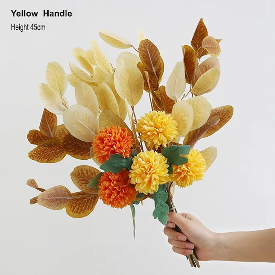 Ceramic Vase and Hand Made Artificial Flowers Bouquet Vase4 Yellow