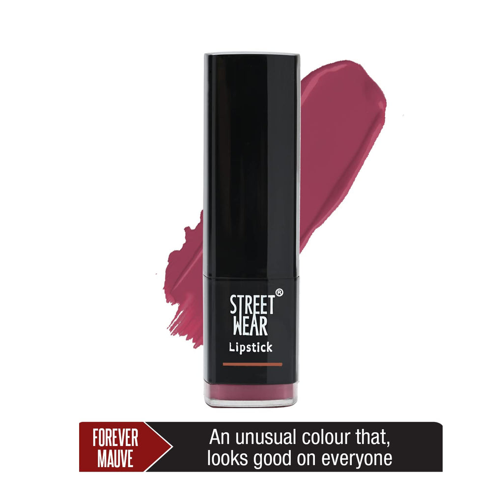 STREET WEAR Satin Smooth Lipstick -FOREVER MAUVE (Mauve) - 4.2 gms - Longwear Creme Lipstick, Moisturizing, Creamy Formuation, 100% Color payoff, Enriched with Aloe vera, Vitamin E and Shea Butter