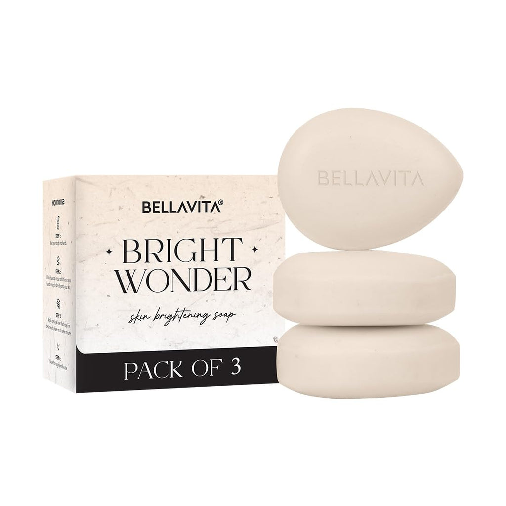 BELLAVITA Bright Wonder Brightening Soap 100Gm | Dark Spot & Pigmentation Reduction | Kojic Acid & Mango Butter | Paraben-Free
