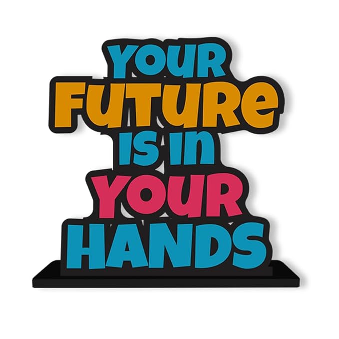 Artvibes Wooden Idols and Figurine Your Future is in Your Hands Positive Quotes Table Decoration for Office Desk | Home Decor